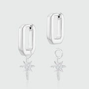 Auree x @theeditbutton Silver Interchangeable Hoop & CZ Star Drop Earrings