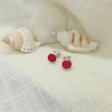 Earrings - Savanne Sterling Silver & Fuchsia Pink Chalcedony Stud Earrings