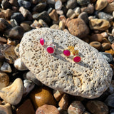 Earrings - Savanne Sterling Silver & Fuchsia Pink Chalcedony Stud Earrings