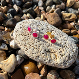 Earrings - Savanne Sterling Silver & Fuchsia Pink Chalcedony Stud Earrings