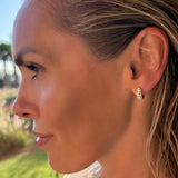 Mini Gold & Cubic Zirconia Huggie Hoops | Gold Plated Hoops | Auree Jewellery