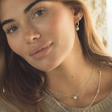 Cubic Zirconia Drops Earrings | Silver Hoops | Auree