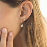 Cubic Zirconia Drops Earrings | Silver Hoops | Auree