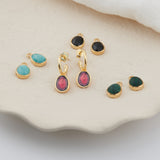 Manhattan Gold and Garnet Interchangeable Gemstone Drop Earrings