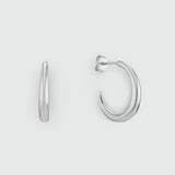 Alta Silver Crescent Shaped Hoop Earrings