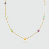 Antibes Multi Gemstone and Gold Vermeil Station Necklace