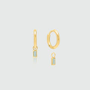 Venice Aquamarine Gold Huggie Hoop Earrings