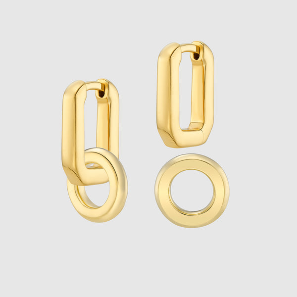 Auree x @theeditbutton Gold Interchangeable Hoop & Gold Circle Drop Earrings