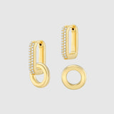 Auree x @theeditbutton Gold CZ Interchangeable Hoop & Gold Circle Drop Earrings-Auree Jewellery