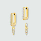Auree x @theeditbutton Gold CZ Interchangeable Hoop & White Pointed Drop Earrings