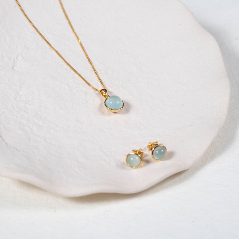 Aurora Aqua Chalcedony & Gold Vermeil Necklace-Auree Jewellery