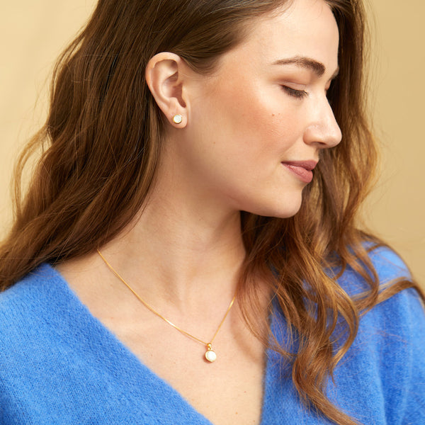 Aurora Mother of Pearl & Gold Vermeil Stud Earrings-Auree Jewellery