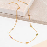 Antibes Multi Gemstone and Gold Vermeil Station Necklace