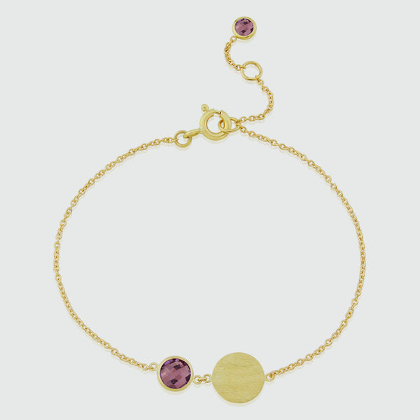 Bali  9ct Gold Amethyst February Birthstone Bracelet-Auree Jewellery