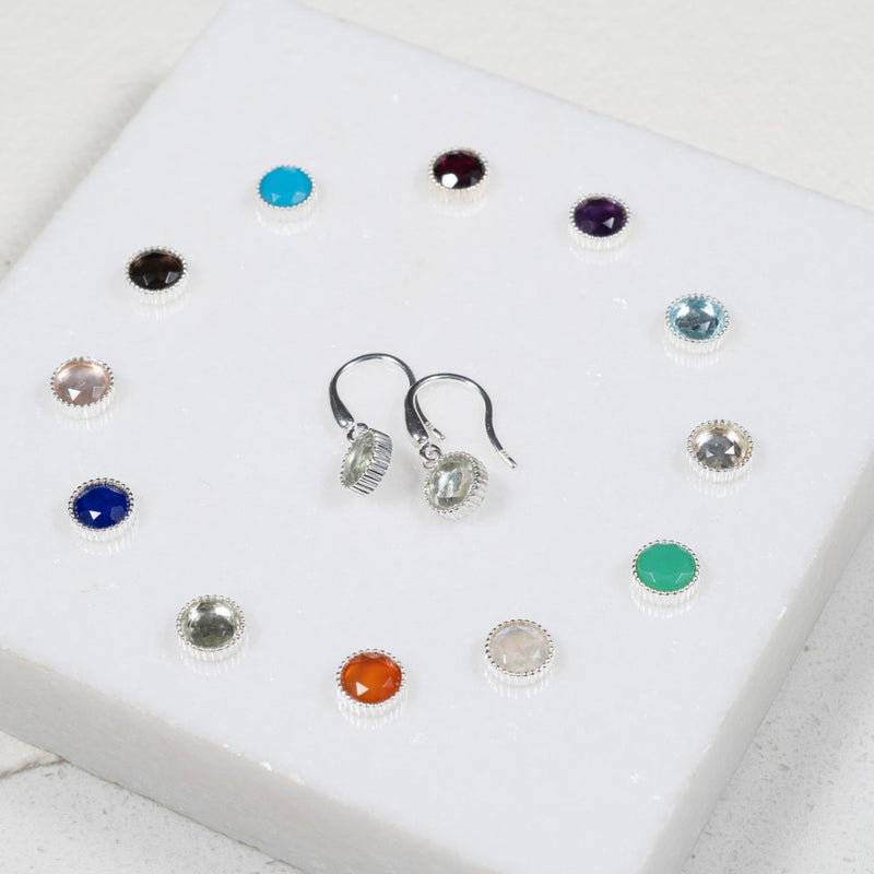 Barcelona Sterling Silver Birthstone Hook Earrings-Auree Jewellery