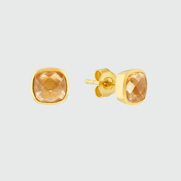 Brooklyn Citrine & Gold Vermeil Stud Earrings-Auree Jewellery