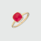 Brooklyn Fuchsia Pink Chalcedony Gold Vermeil Ring