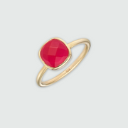 Brooklyn Fuchsia Pink Chalcedony Gold Vermeil Ring
