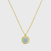 California Cushion Blue Topaz Necklace-Auree Jewellery