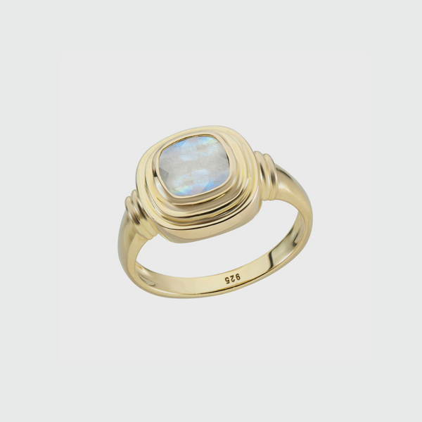 California Cushion Moonstone Gold Vermeil Ring-Auree Jewellery