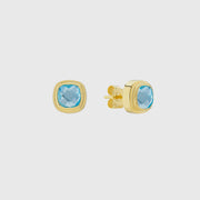 Earrings - California Cushion Blue Topaz Stud Earrings