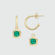 California Cushion Green Onyx & Gold Interchangeable Hoop Earrings