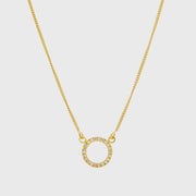Chora Mini Circle Yellow Gold & Cubic Zirconia Necklace-Auree Jewellery