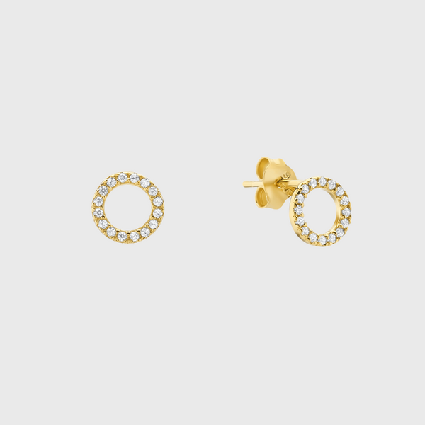 Chora Yellow Gold & Cubic Zirconia Earrings-Auree Jewellery
