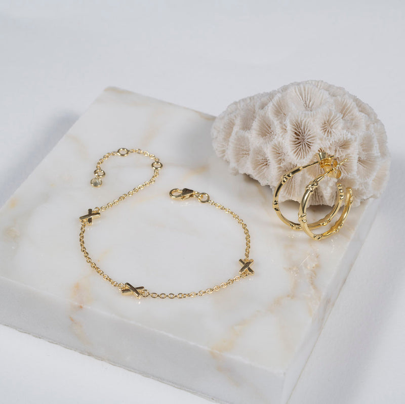 Deia Gold Vermeil Triple Kiss Bracelet-Auree Jewellery