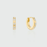 Fernshaw Mini Gold Huggie Hoop Earrings with Cubic Zirconia