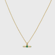 Havana Gold and Apple Green Enamel T-Bar Necklace-Auree Jewellery