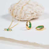 Necklaces & Pendants - Havana Gold And Apple Green Enamel T-Bar Necklace