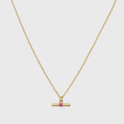 Havana Gold and Flamingo Pink Enamel T-Bar Necklace-Auree Jewellery