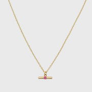 Havana Gold and Flamingo Pink Enamel T-Bar Necklace-Auree Jewellery