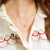 Necklaces & Pendants - Havana Gold And Tomato Red Enamel T-Bar Necklace