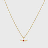 Havana Gold and Tomato Red Enamel T-Bar Necklace-Auree Jewellery