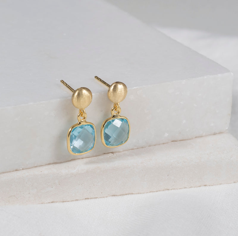 Iseo Blue Topaz and Gold Vermeil Earrings-Auree Jewellery