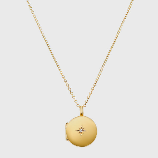 Langton Gold Vermeil Diamond Locket Necklace-Auree Jewellery
