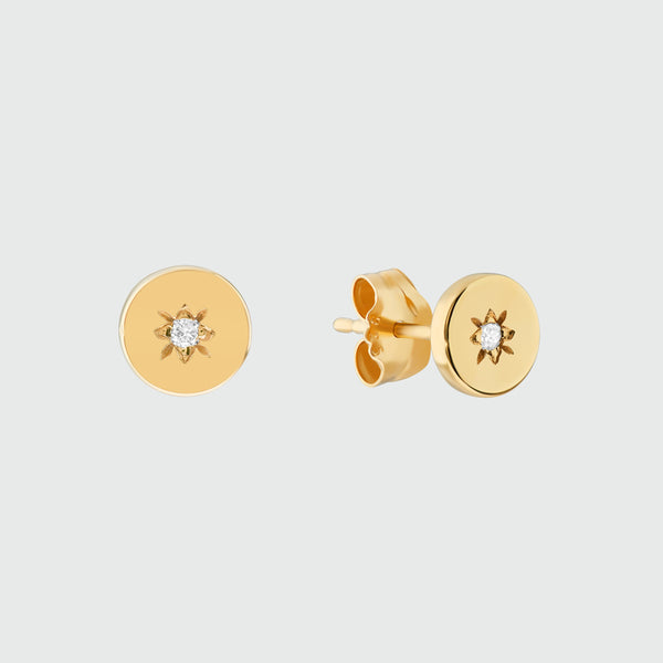 Langton Gold Vermeil and Diamond Stud Earrings-Auree Jewellery