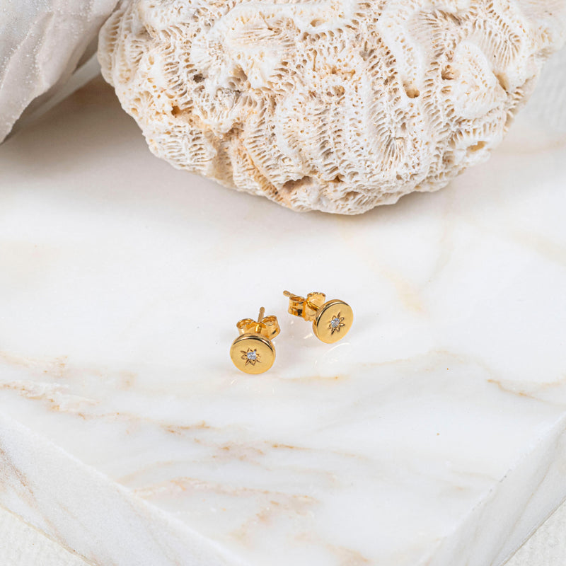 Earrings - Langton Gold Vermeil And Diamond Stud Earrings