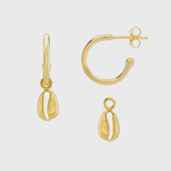 Manhattan Moka Gold Shell Interchangeable Earrings-Auree Jewellery