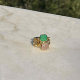 Brooklyn Aqua Chalcedony Gold Vermeil Ring