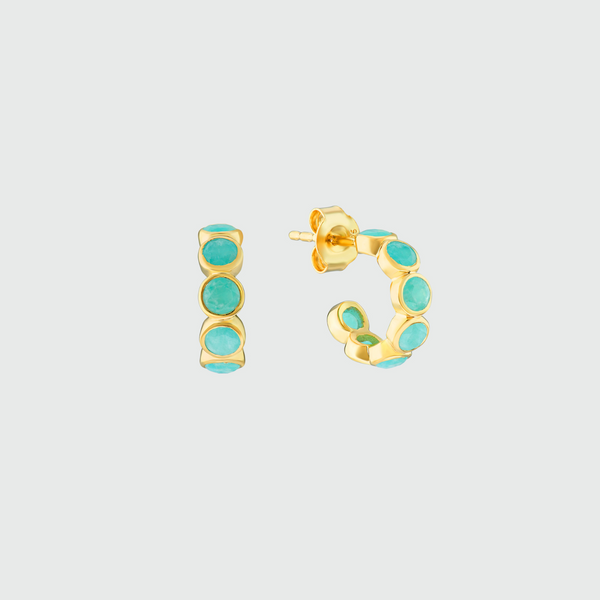 Ortigia Mini Amazonite & Gold Vermeil Hoop Earrings-Auree Jewellery