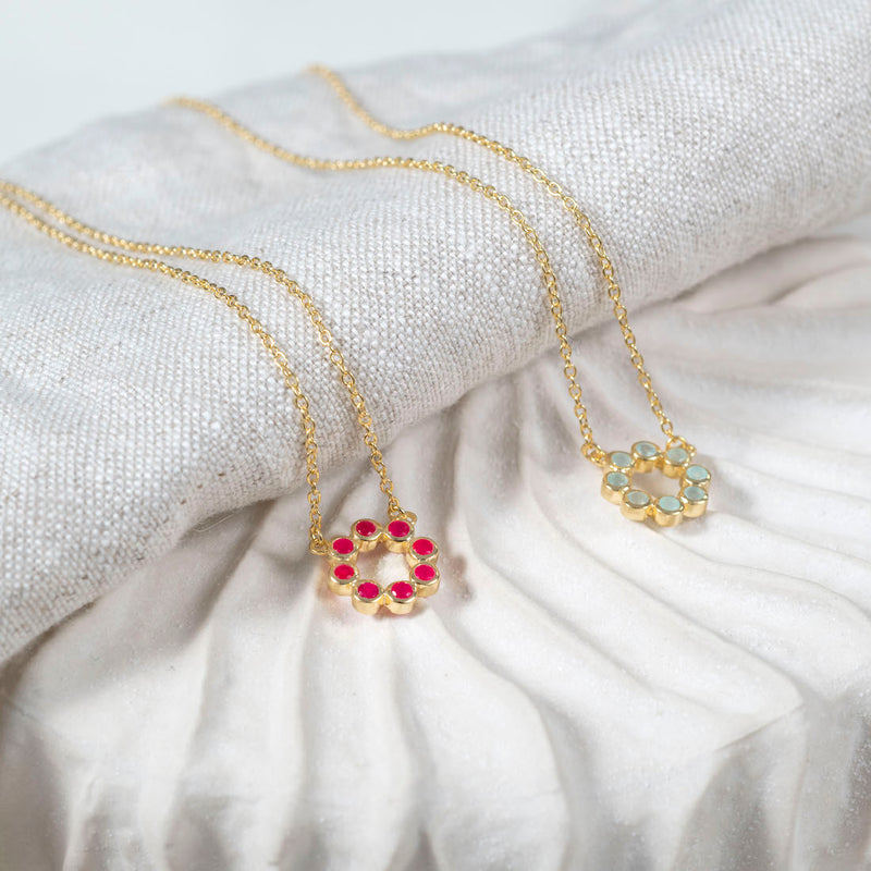 Ortigia Mini Fuchsia Pink Chalcedony & Gold Vermeil Necklace-Auree Jewellery
