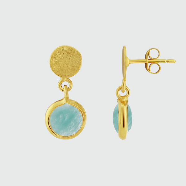 Salina Amazonite & Gold Vermeil Disc Earrings-Auree Jewellery