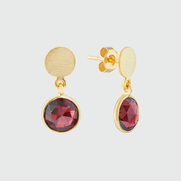 Salina Gold Vermeil Disc & Garnet Earrings-Auree Jewellery