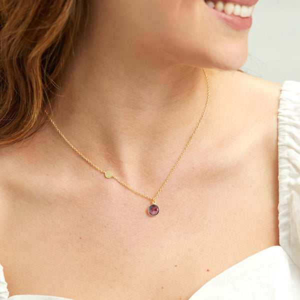 Salina Gold Vermeil Disc & Garnet Necklace-Auree Jewellery