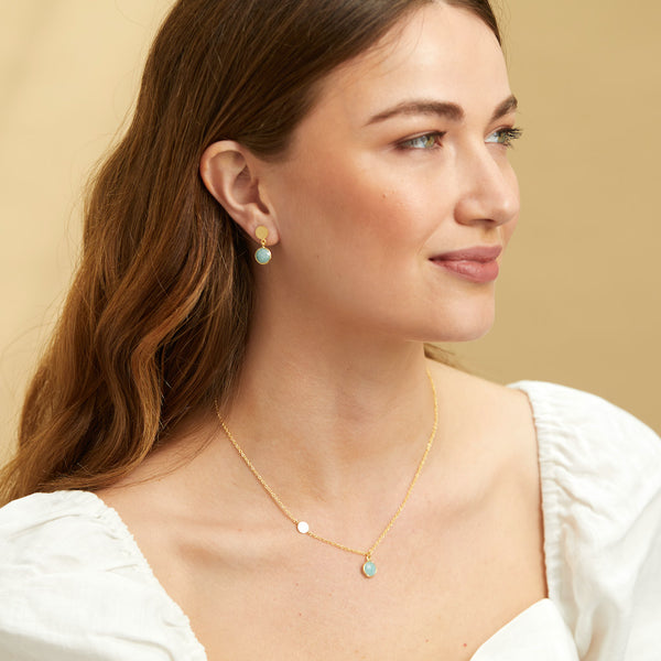 Salina Amazonite & Gold Vermeil Disc Earrings-Auree Jewellery