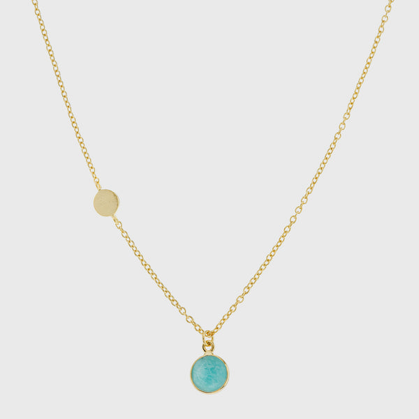 Salina Gold Vermeil Disc & Amazonite Necklace-Auree Jewellery