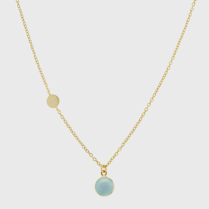 Salina Gold Vermeil Disc & Aqua Chalcedony Necklace-Auree Jewellery